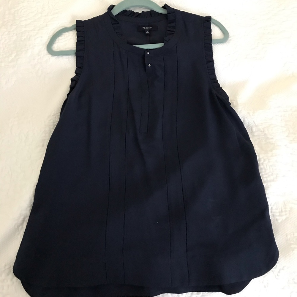 Madewell navy silk top